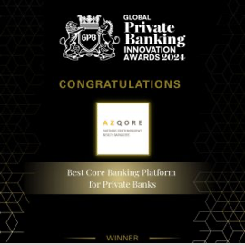Global Private Banking Innovation Awards 2024 winner, Best Core Banking Platform for Private Banks, Azqore
